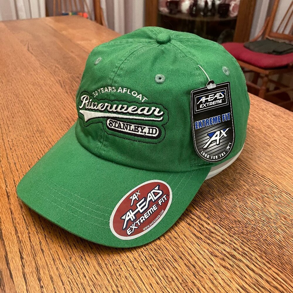 Men's Riverwear Stanley, Idaho Green Hook and Loop Baseball Hat Cap NWT